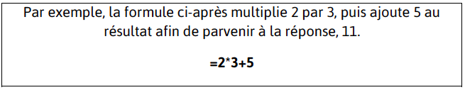 Formules de calcul sur Excel