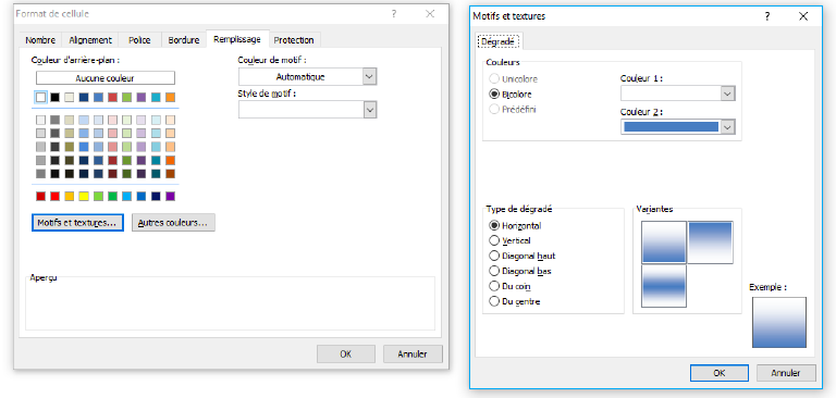 Appliquer une couleur ou un motif dans Excel