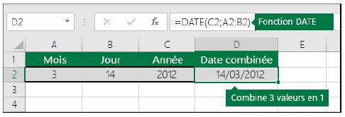 date sur Excel